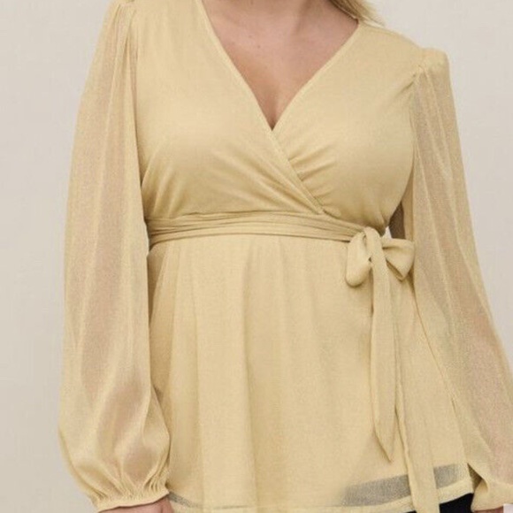 Torrid KNIT GLITTER LUREX SURPLICE PEPLUM TOP - Picture 1 of 5